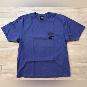 Men's Stussy Long Haul 1905179 Pigment Dyed Indigo Tee T-Shirt Size L Large New